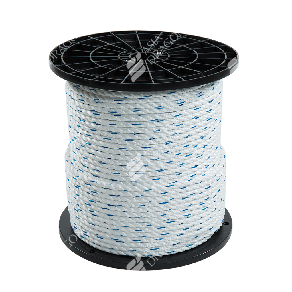 PP 3-Strand Rope (White W/ Blue Tracer)