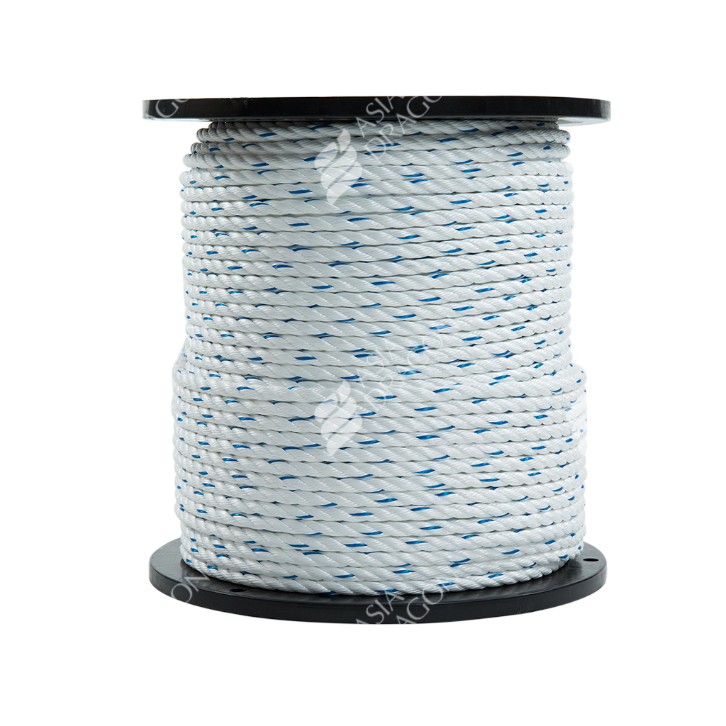 PP 3-Strand Rope (White W/ Blue Tracer)