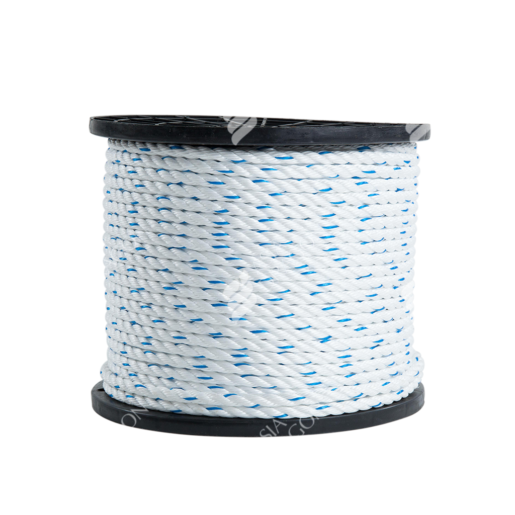 PP 3-Strand Rope (White W/ Blue Tracer)