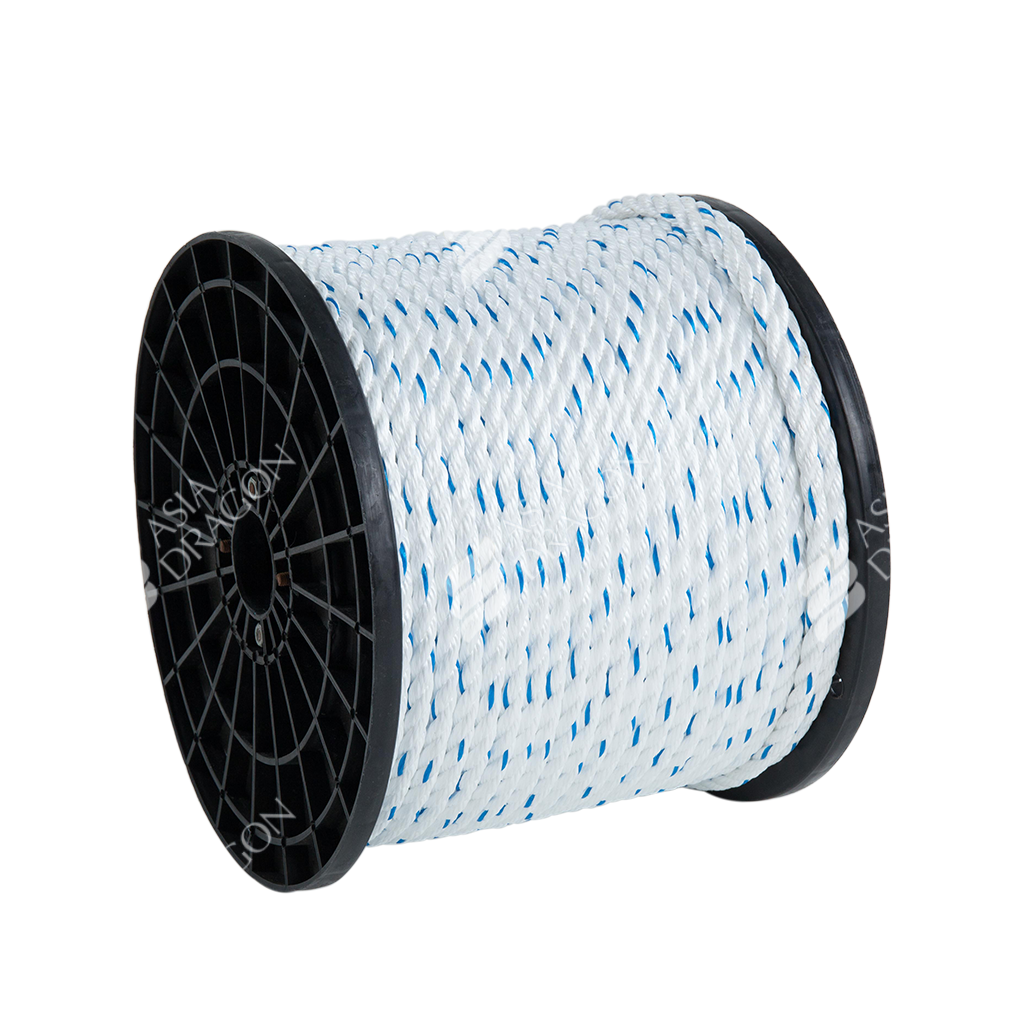 PP 3-Strand Rope (White W/ Blue Tracer)